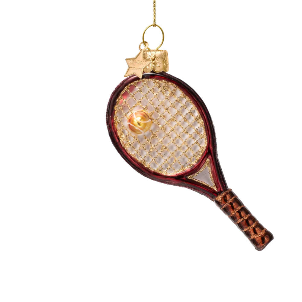 Vondels Burgundy Tennis Glass Ornament
