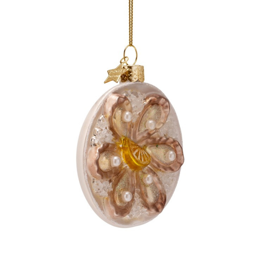 Decorative ornament with a an oyster design on a white background