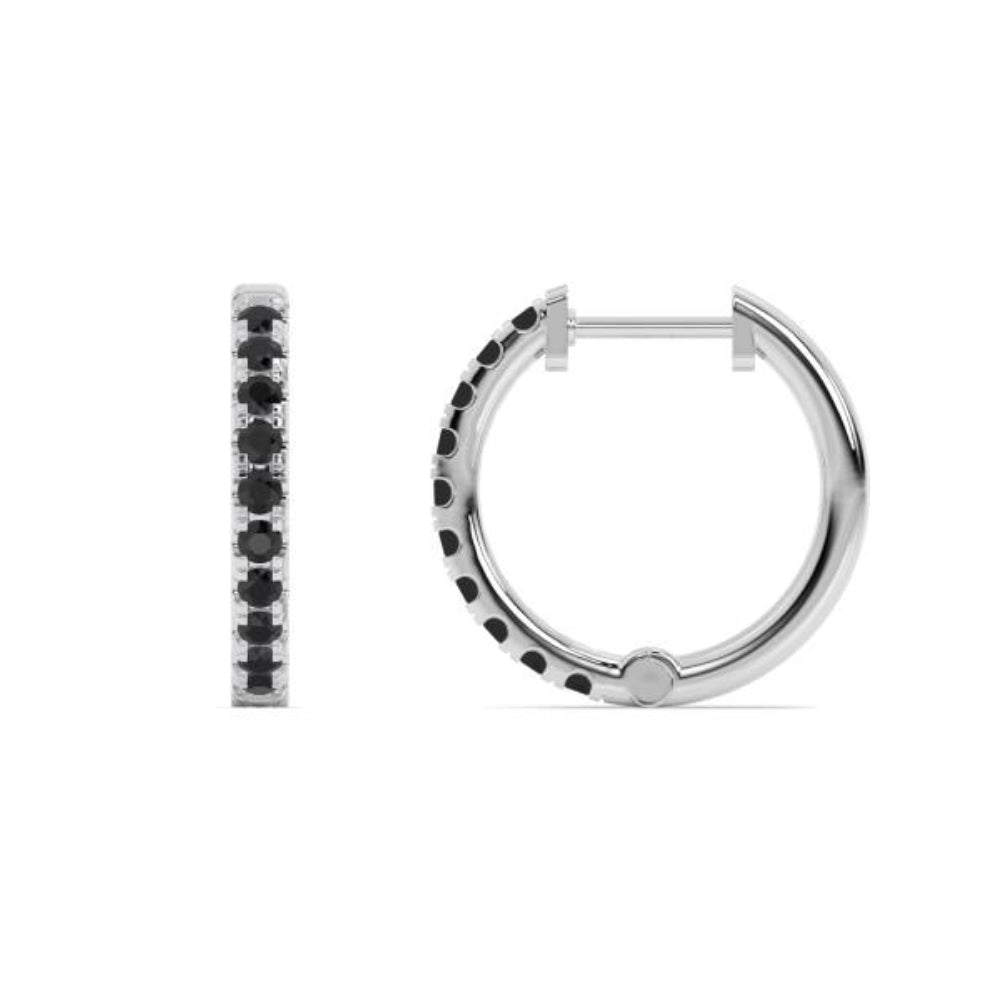 Smyth Jewelers 14k Gold Black Diamond Hoop Earrings