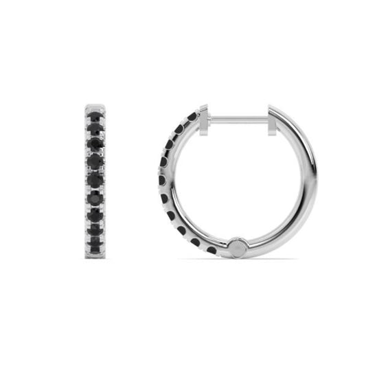Smyth Jewelers 14k Gold Black Diamond Hoop Earrings