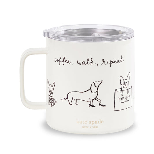 Kate Spade Stainless Steel Coffee Mug-Dog Party