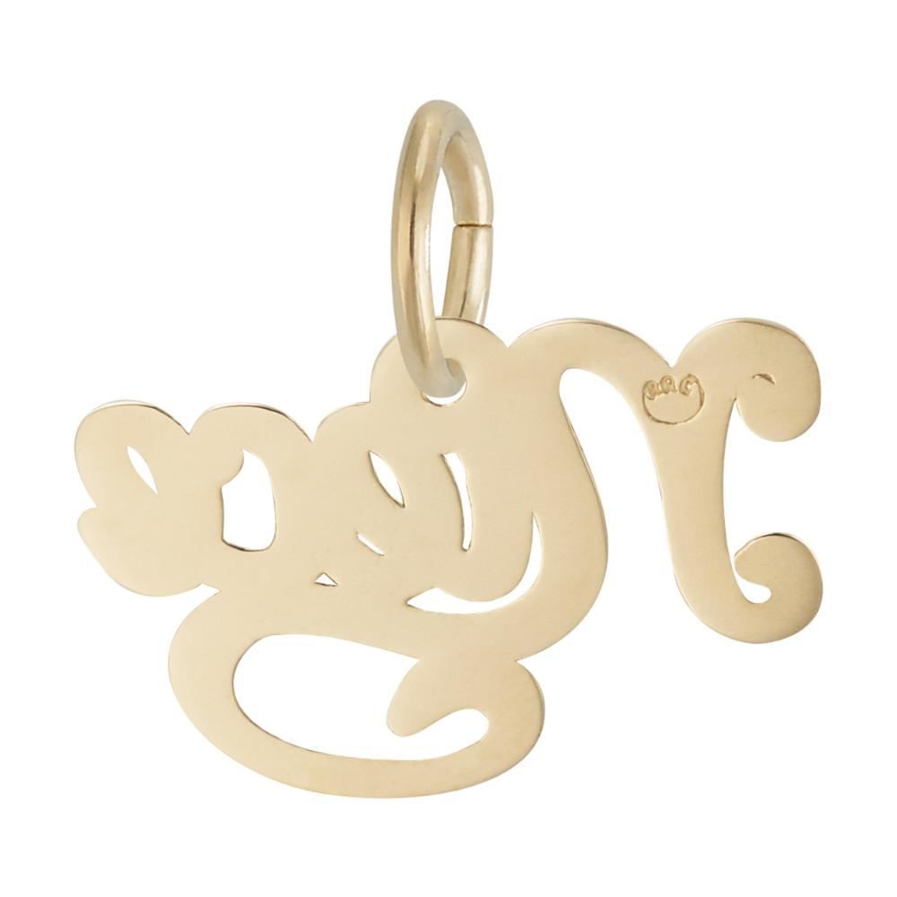 Back of Gold 'Niece' charm on a white background