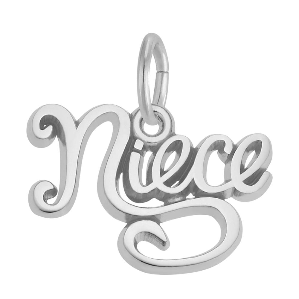 Silver 'Niece' charm on a white background