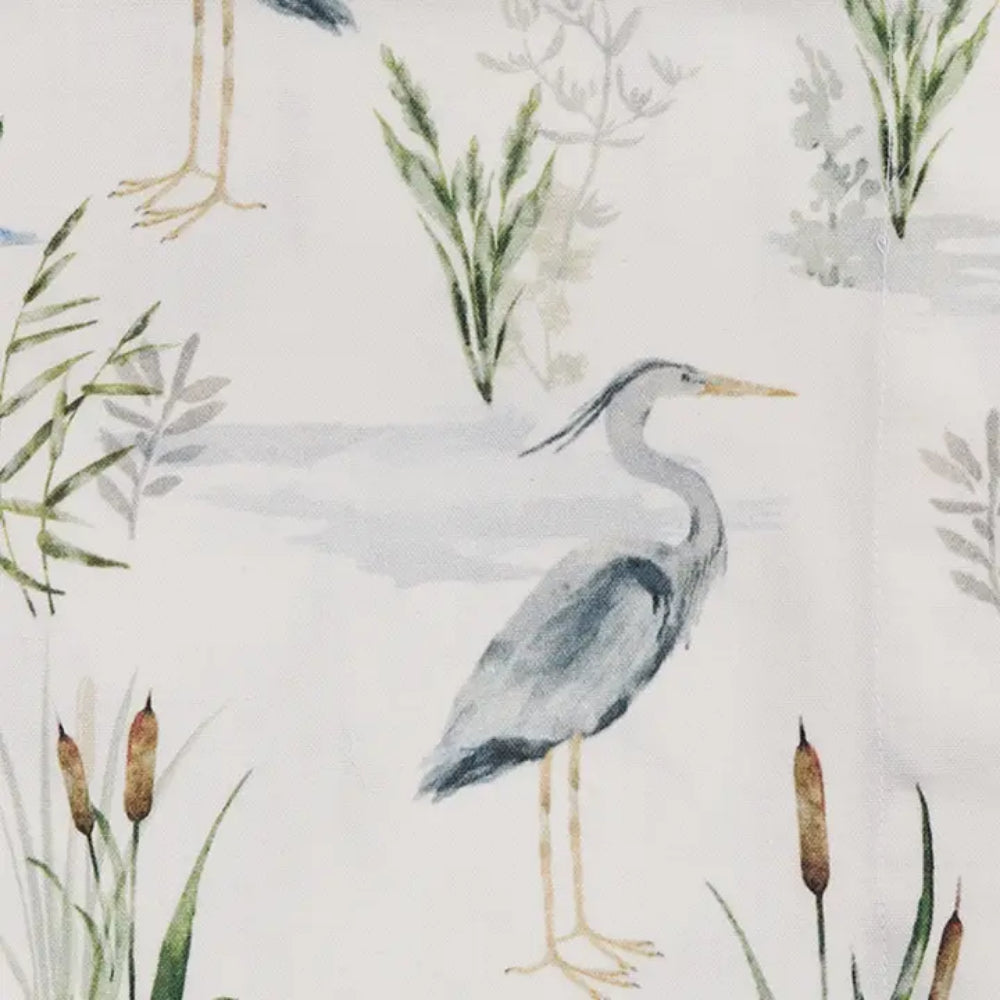 Close up of Heron bird design on Blue Heron Napkin. 