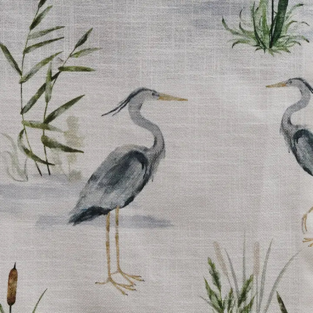 Close up view of Heron on Blue Heron Table Runner. 