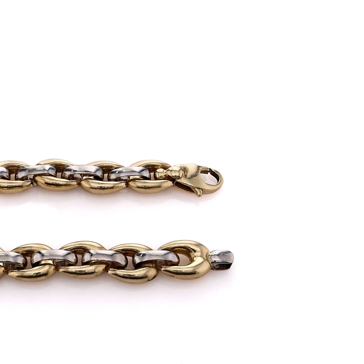 Estate 18k Two-Tone Gold Polished Oval Links with Alternating Bars Bracelet