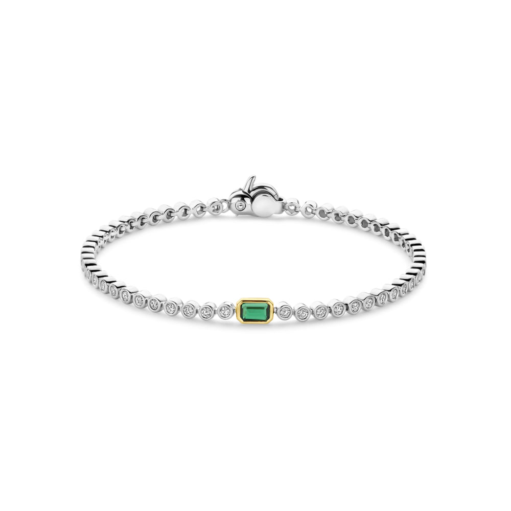 Ti Sento Tennis Bracelet with Emerald Green Cubic Zirconia