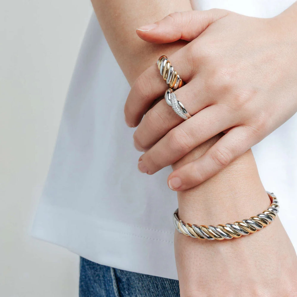 Ti Sento Two-Tone Domed Twist Bracelet