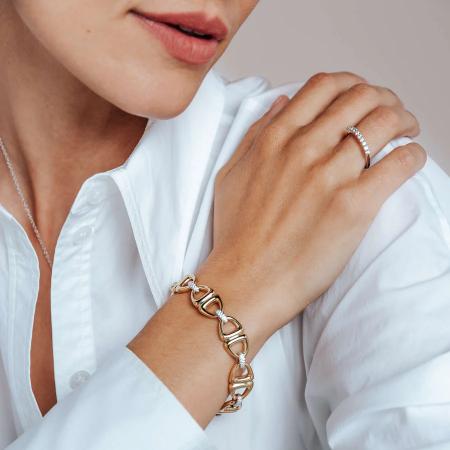 Ti Sento Two-Tone Open Triangle Link Bracelet