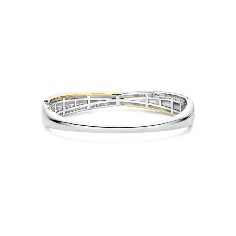 Ti Sento 18k Gold-Plated Crossover Bangle Bracelet with Zirconia