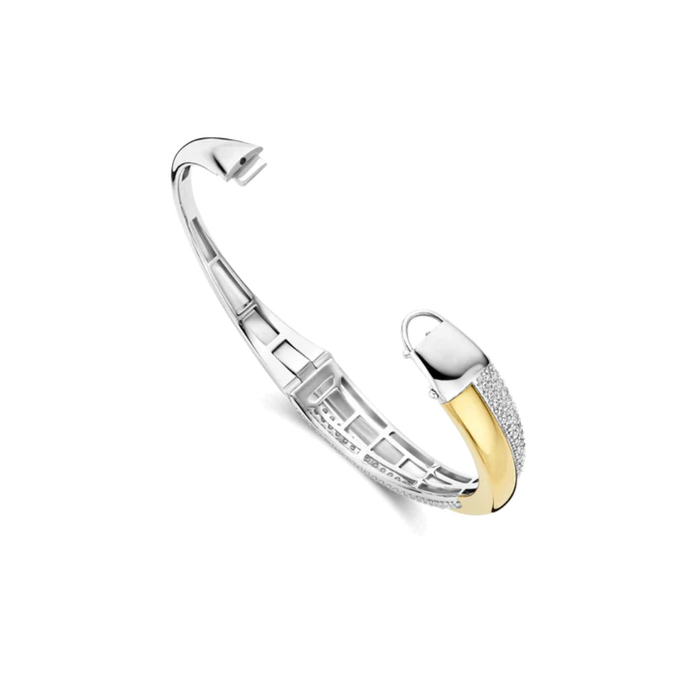 Ti Sento 18k Gold-Plated Crossover Bangle Bracelet with Zirconia