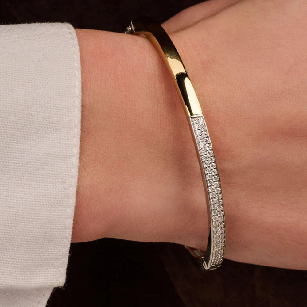 Ti Sento 18k Gold-Plated Contrast Bangle Bracelet with Zirconia