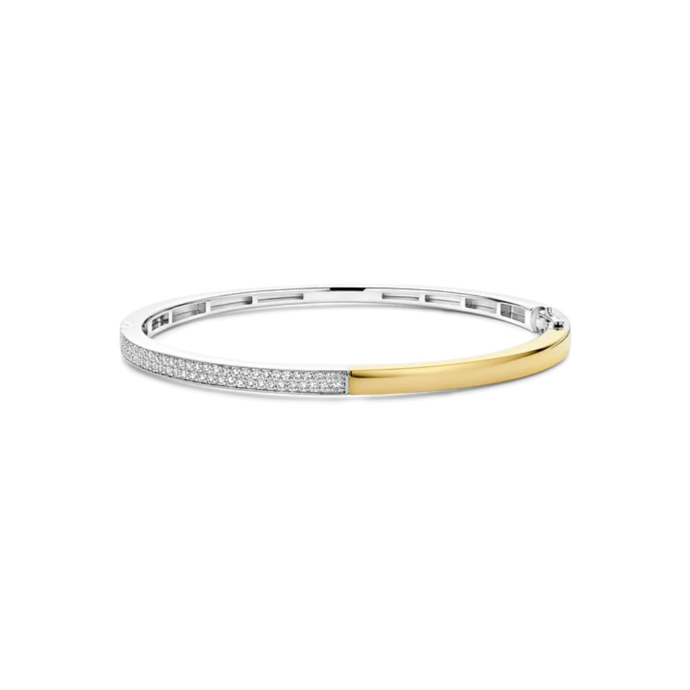 Ti Sento 18k Gold-Plated Contrast Bangle Bracelet with Zirconia