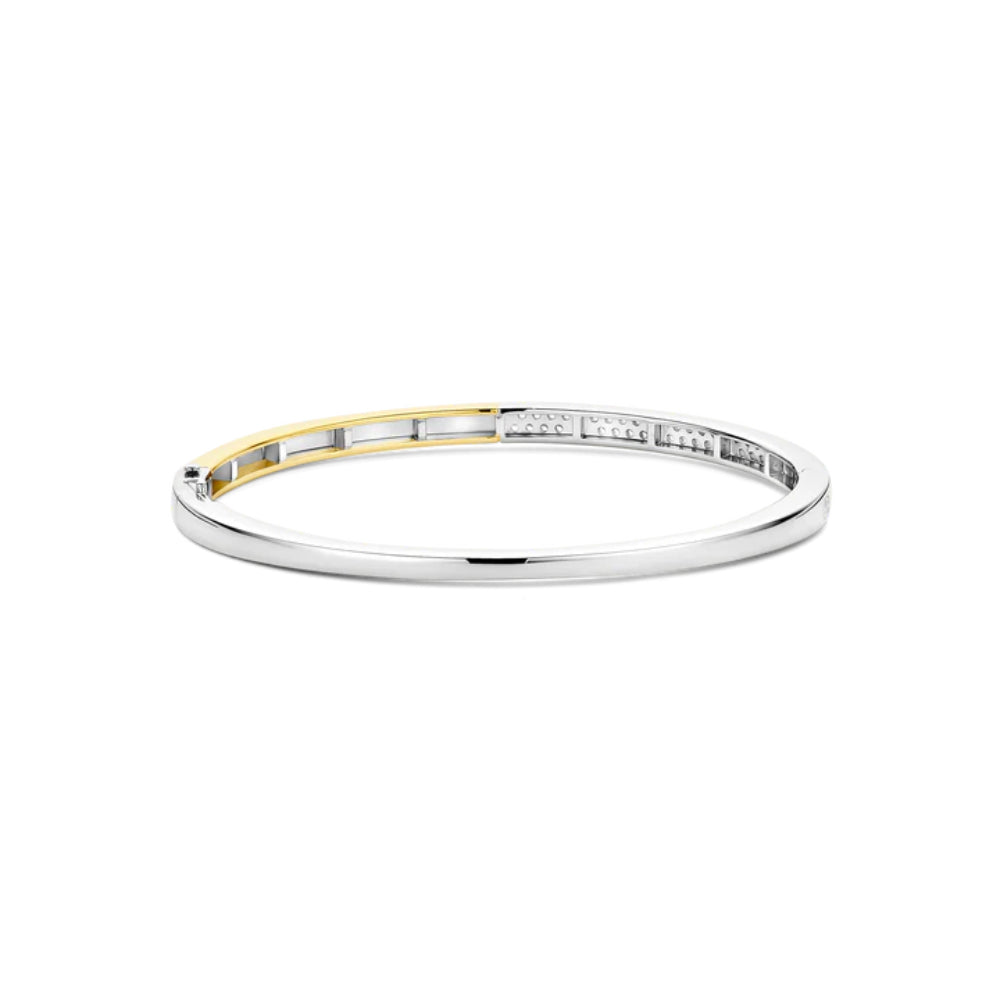 Ti Sento 18k Gold-Plated Contrast Bangle Bracelet with Zirconia
