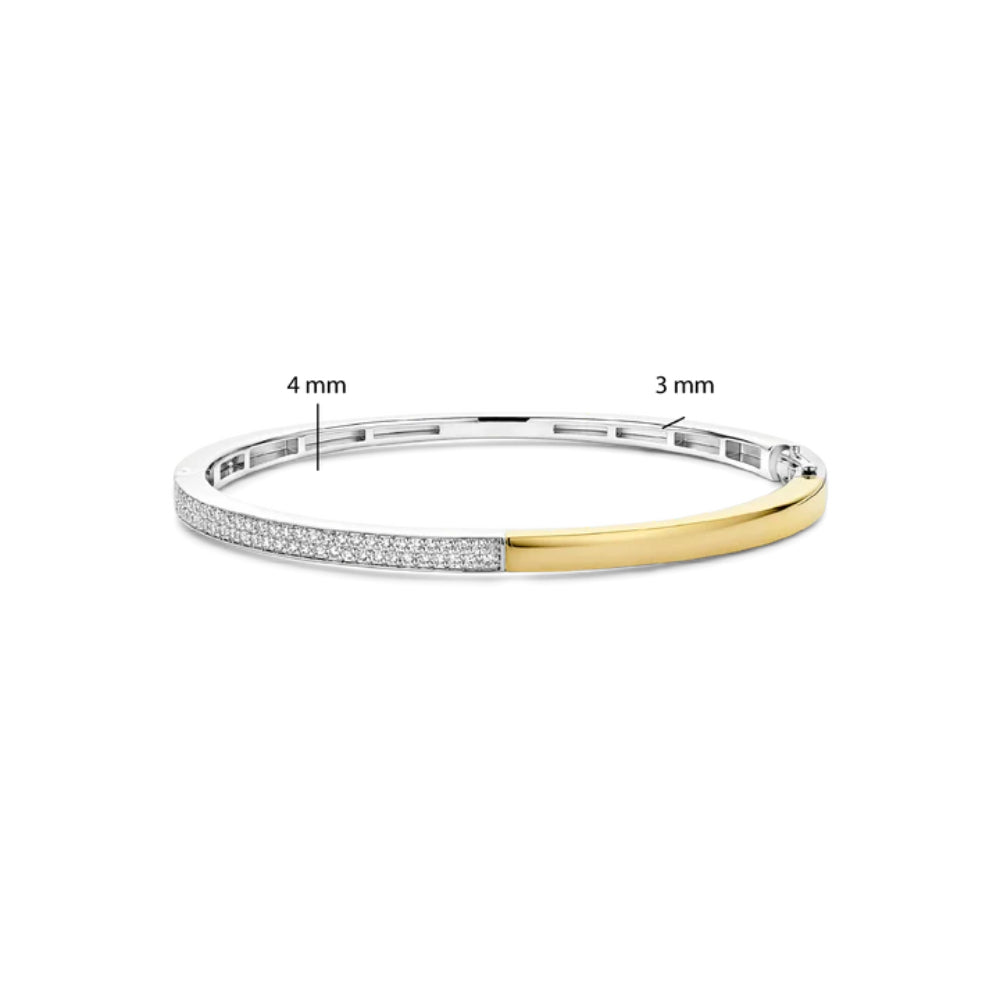 Ti Sento 18k Gold-Plated Contrast Bangle Bracelet with Zirconia
