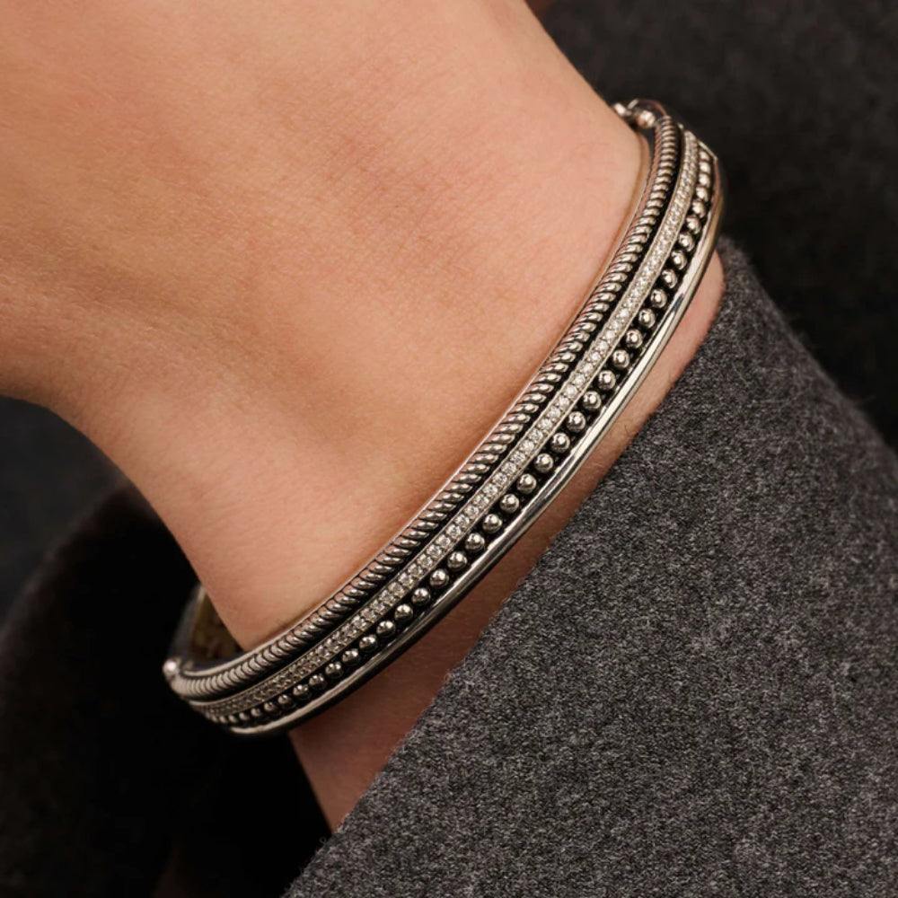 Ti Sento Sterling SIlver Textured Bangle Bracelet