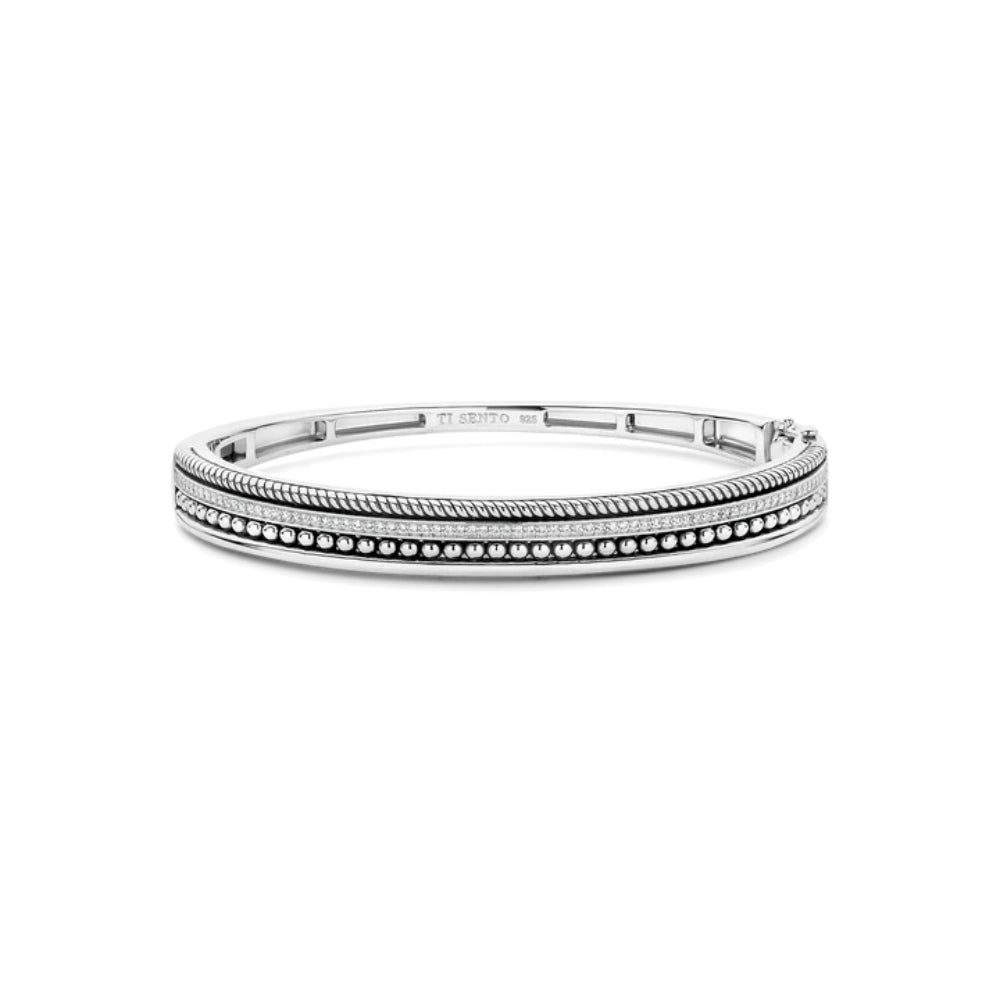 Ti Sento Sterling SIlver Textured Bangle Bracelet