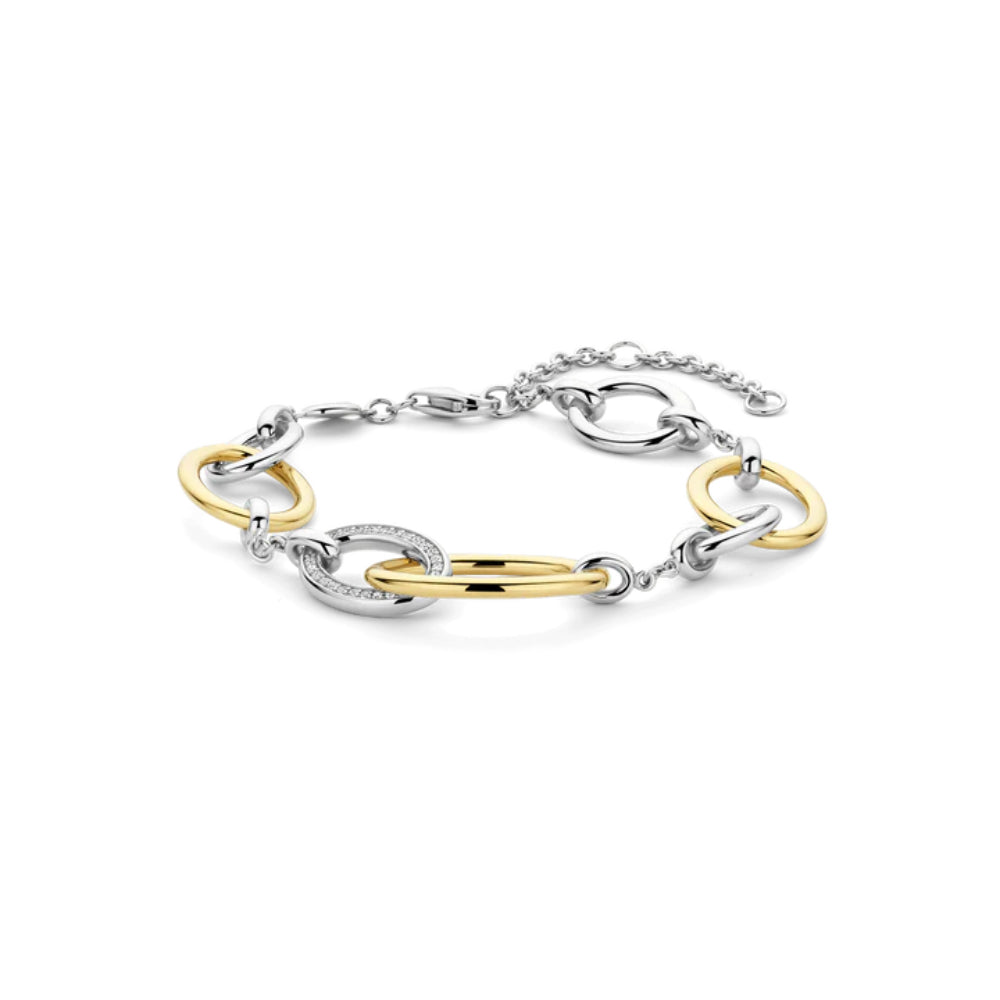 Ti Sento 18k Gold-Plated and Zirconia Link Bracelet