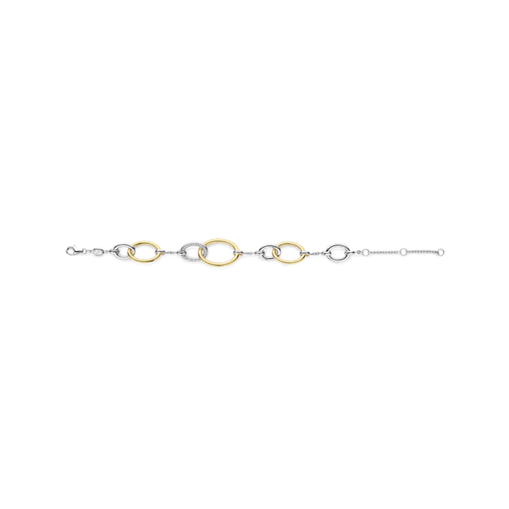 Ti Sento 18k Gold-Plated and Zirconia Link Bracelet