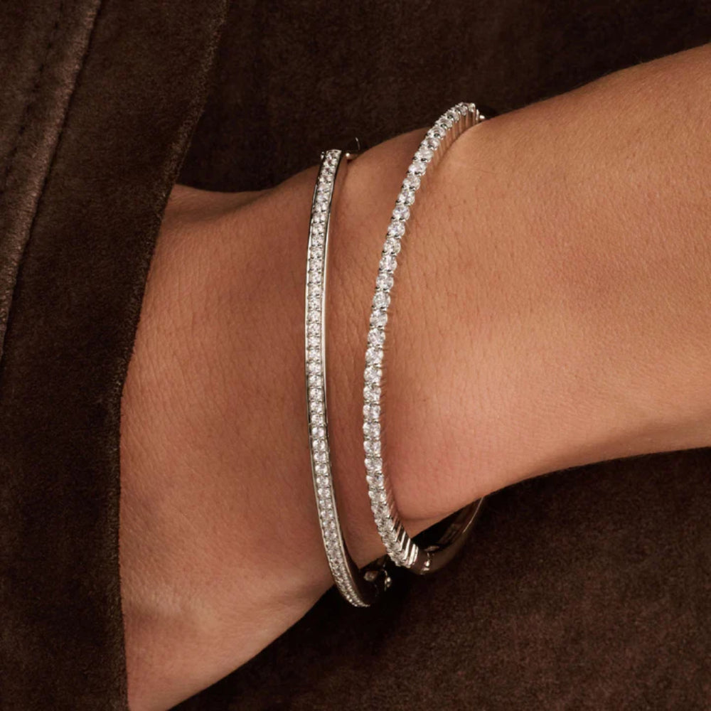 Ti Sento Sterling Silver Classic Bangle Bracelet with Zirconia