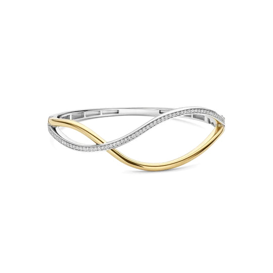 Ti Sento Two-Tone Organic Open Zirconia Bangle