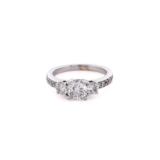 Estate 14 Karat White Gold Milgrain Diamond Engagement Ring