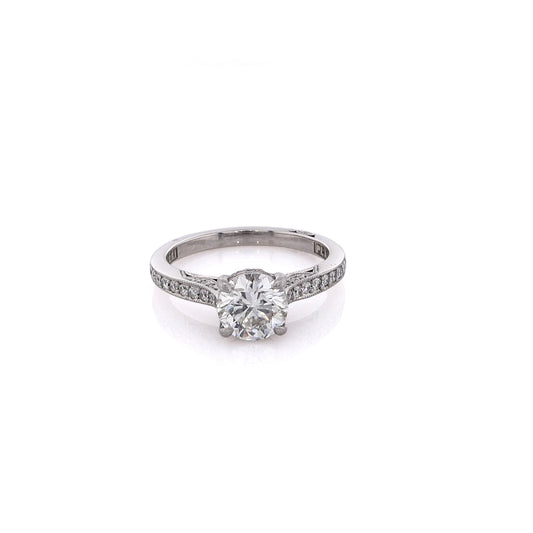 Estate Tacori Platinum Diamond and Milgrain Eternity Engagement Ring With GIA Certification #1167639868