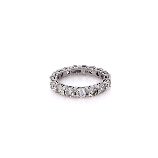 Estate 14 Karat White Gold Eternity Diamond Wedding Band