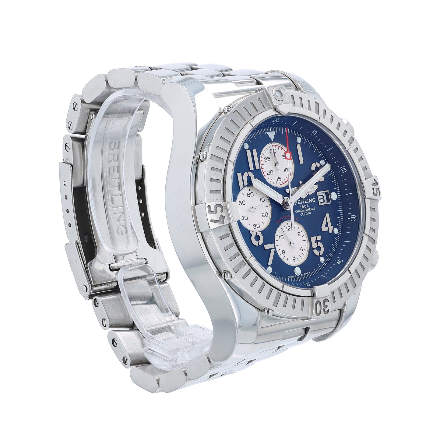 Estate Breitling Stainless Steel Gents 48mm Super Avenger Airforce Blue Dial A13370 With Box