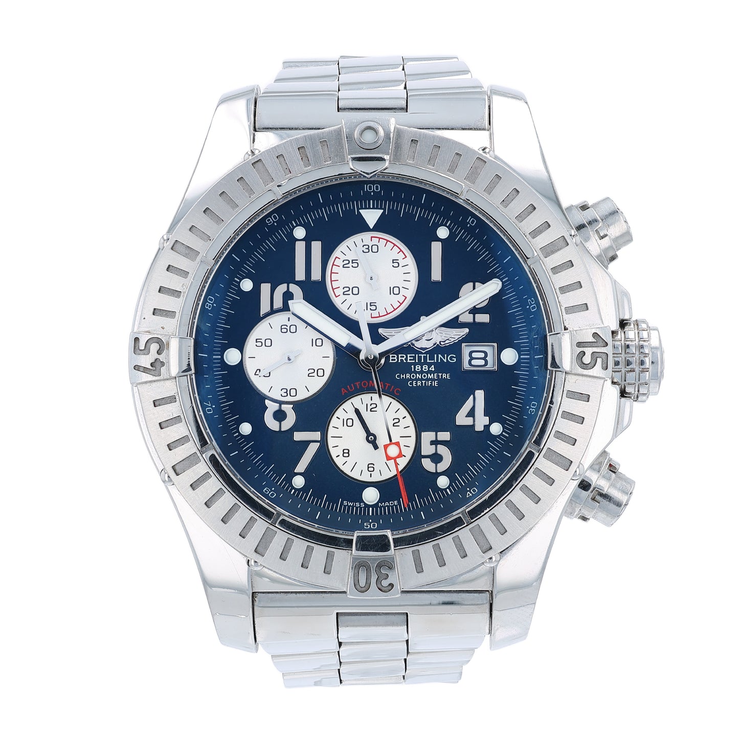 Estate Breitling Stainless Steel Gents 48mm Super Avenger Airforce Blue Dial A13370 With Box