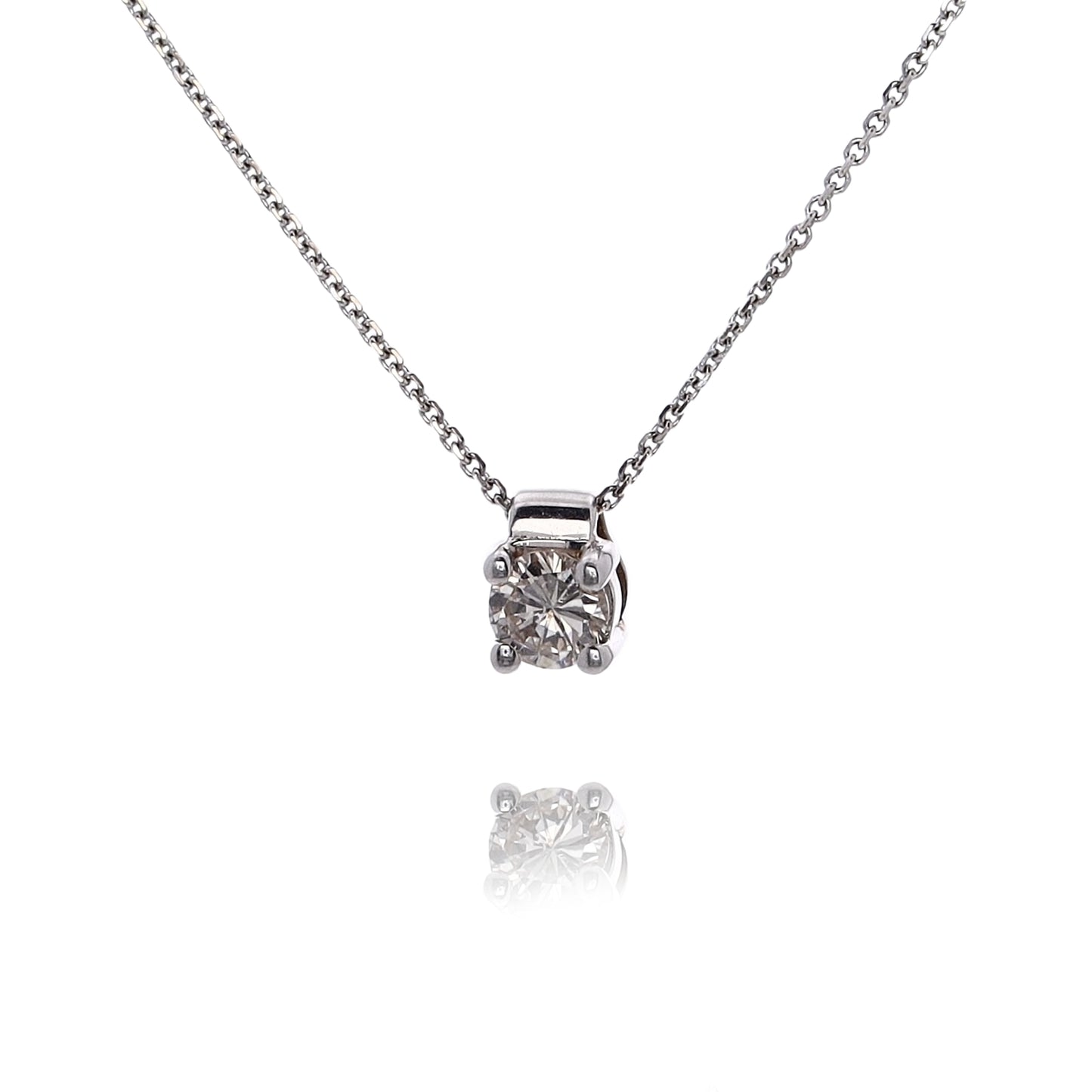 Estate 14kw Pendant Solitaire D.41ct KSI2 4 Prong 16" Cable Chain