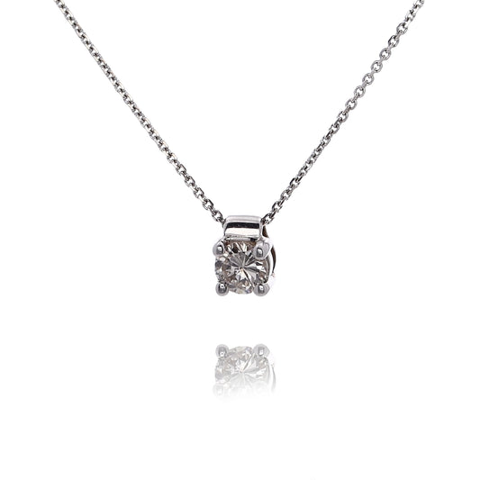 Estate 14kw Pendant Solitaire D.41ct KSI2 4 Prong 16" Cable Chain