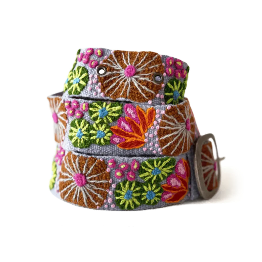 Jenny Krauss Evening Shade Floral Embroidered Wool Belt