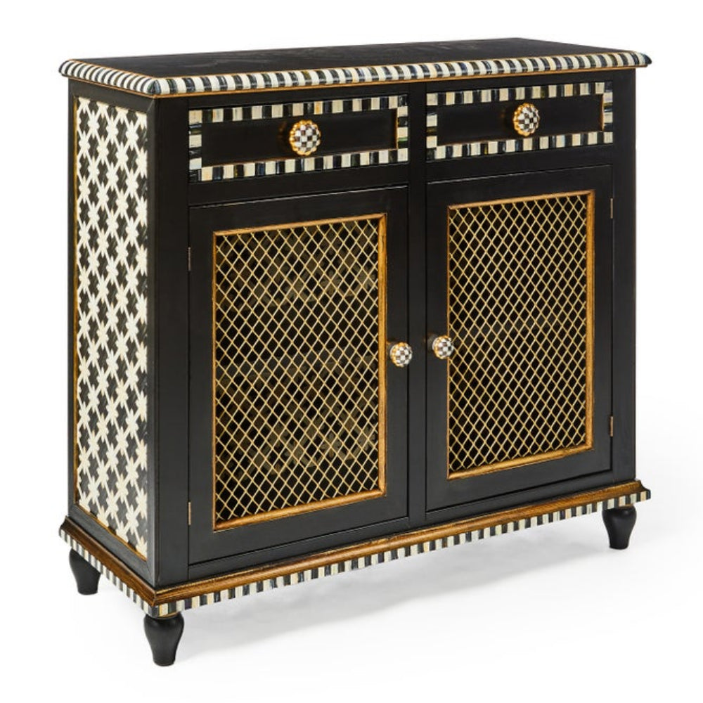 MacKenzie Childs Courtly Criss-Cross Small Cabinet - Online Only