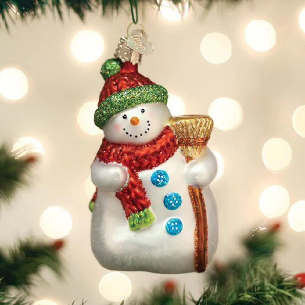 Old World Christmas Snowman With Broom Ornament