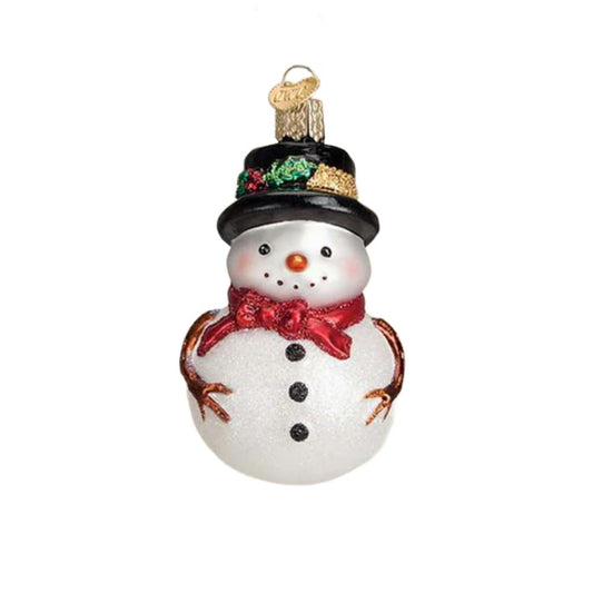 Old World Christmas Red Bow Holly Hat Snowman Ornament