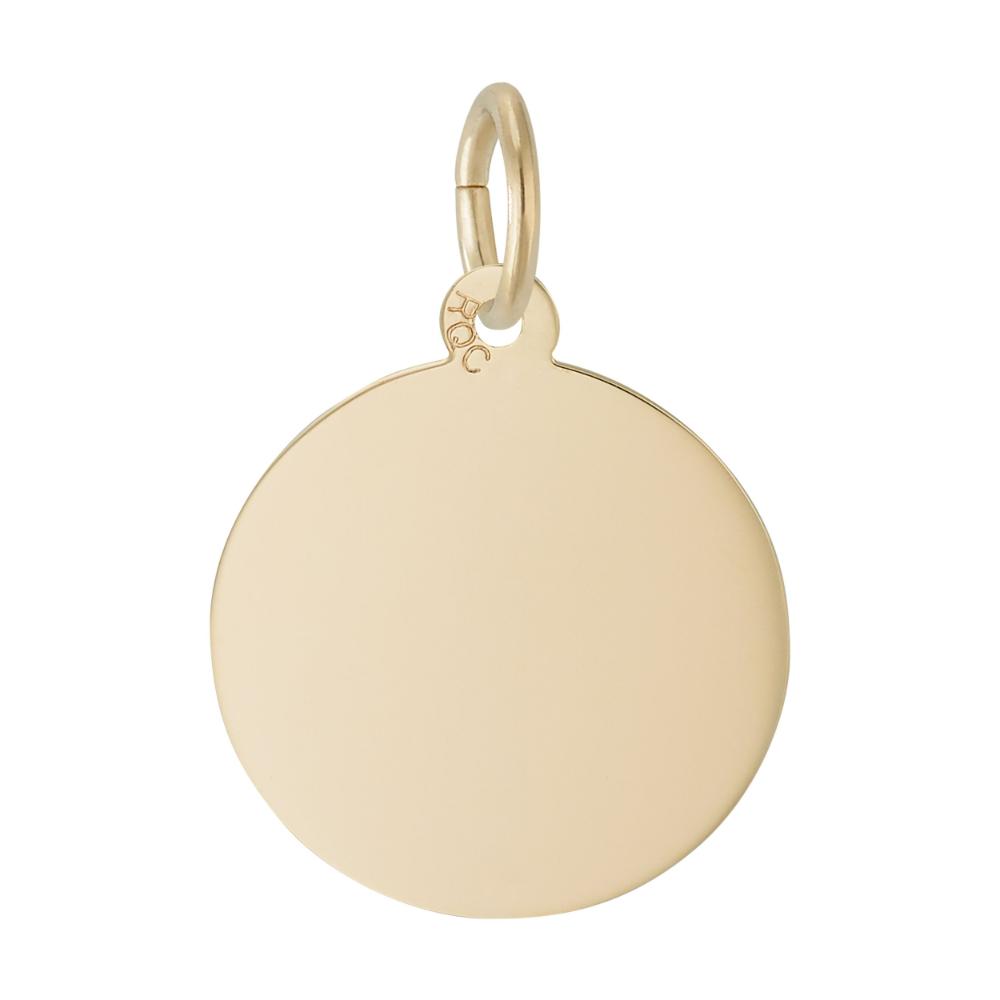 Plain back of Gold charm with 'Nana' engraved on a white background