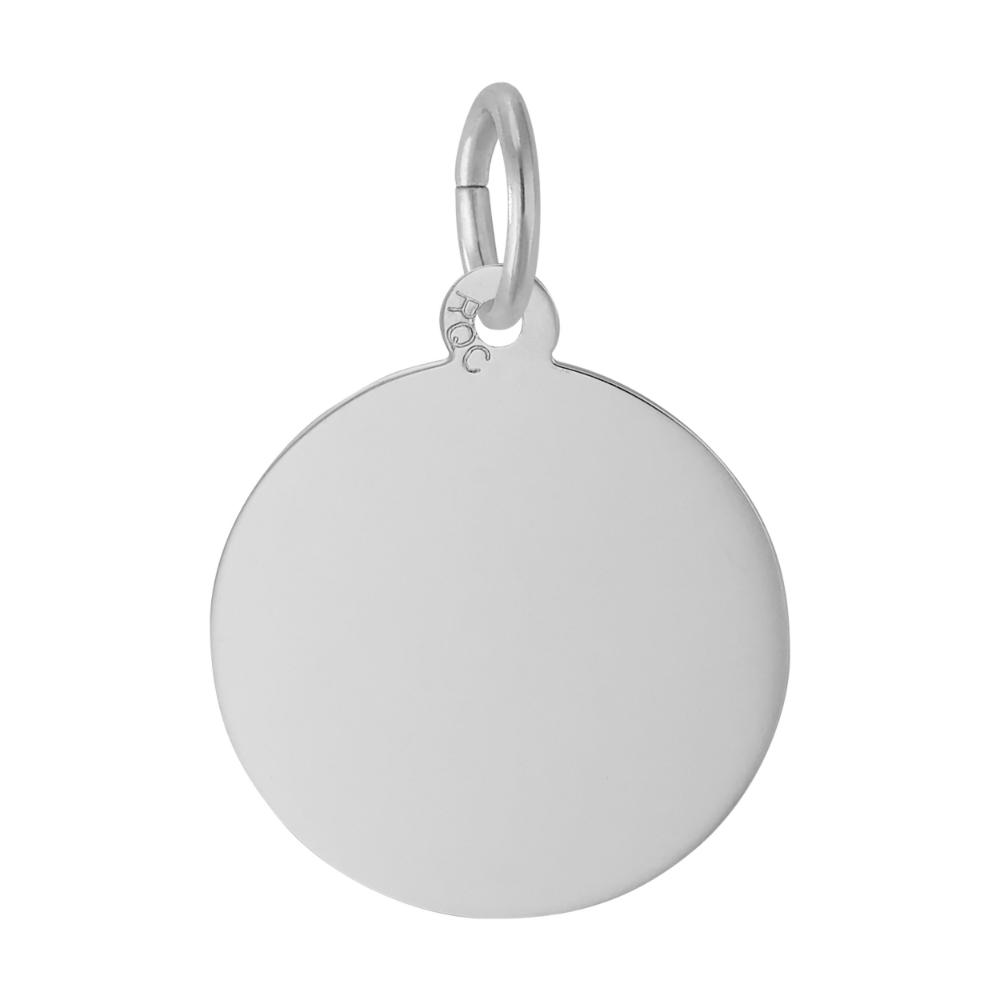 Plain back of Silver charm with 'Nana' engraved on a white background