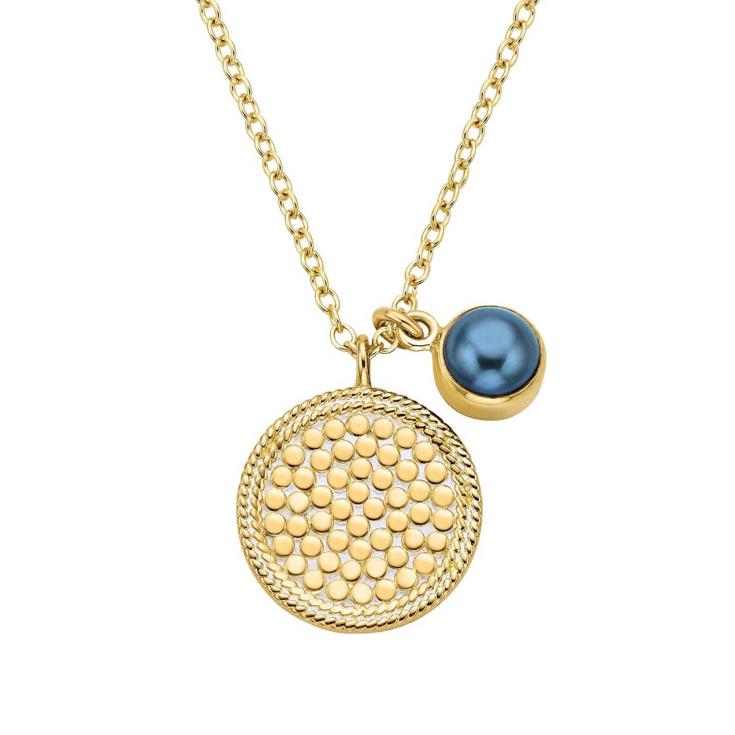 Anna Beck Blue Pearl Double Charm Pendant Necklace