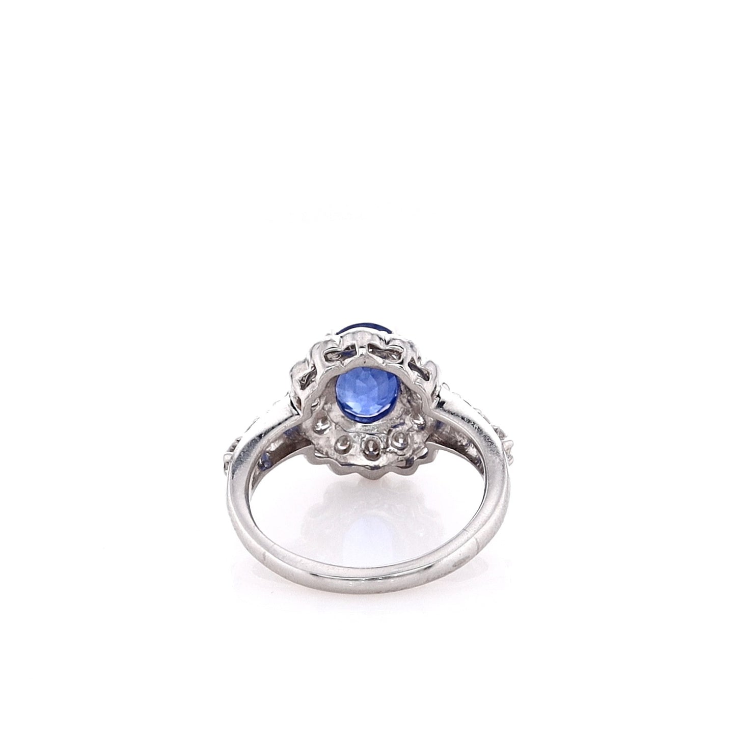 Estate Platinum 2.20ct Oval Sapphire and Diamond Halo Ring