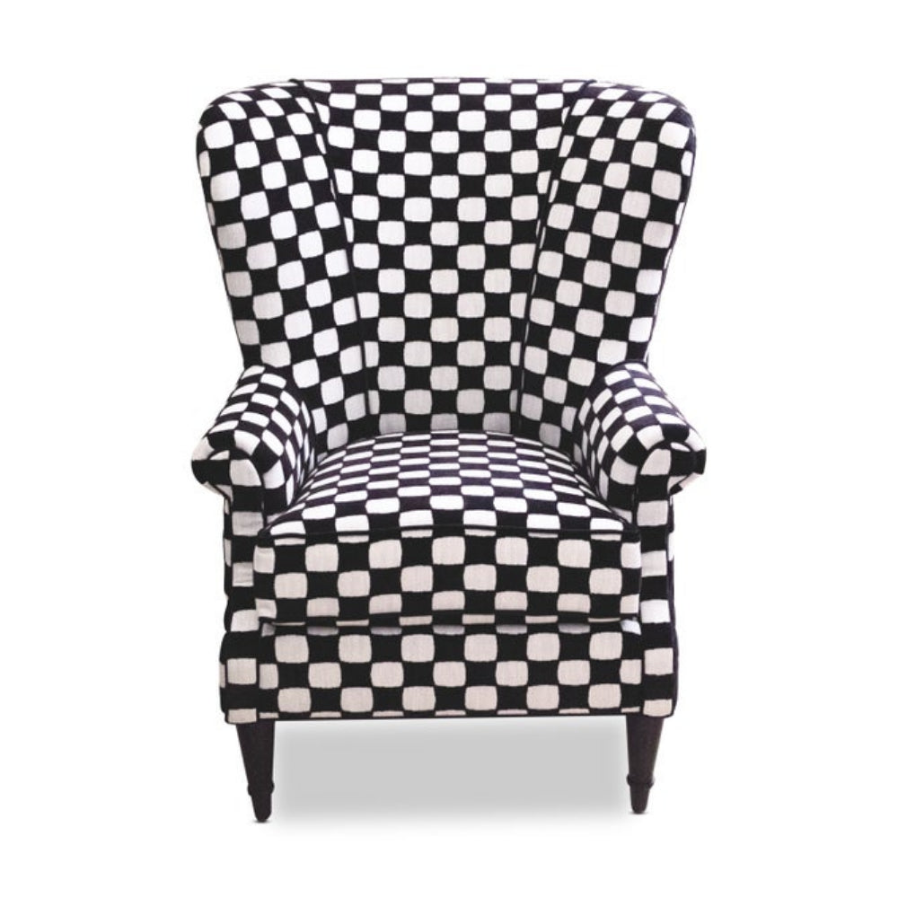 Black and white checkered armchair on a white background