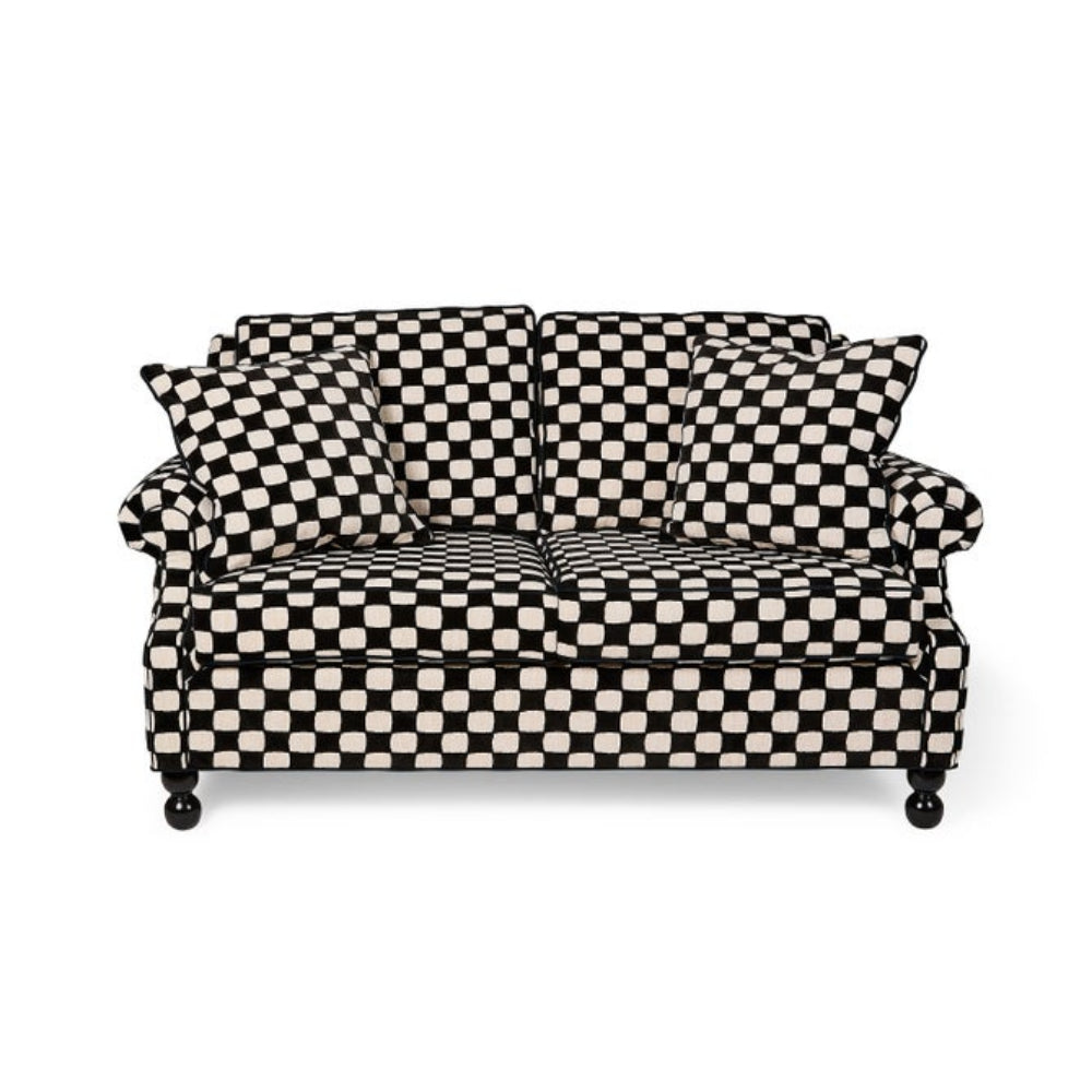 Black and white checkered sofa on a white background
