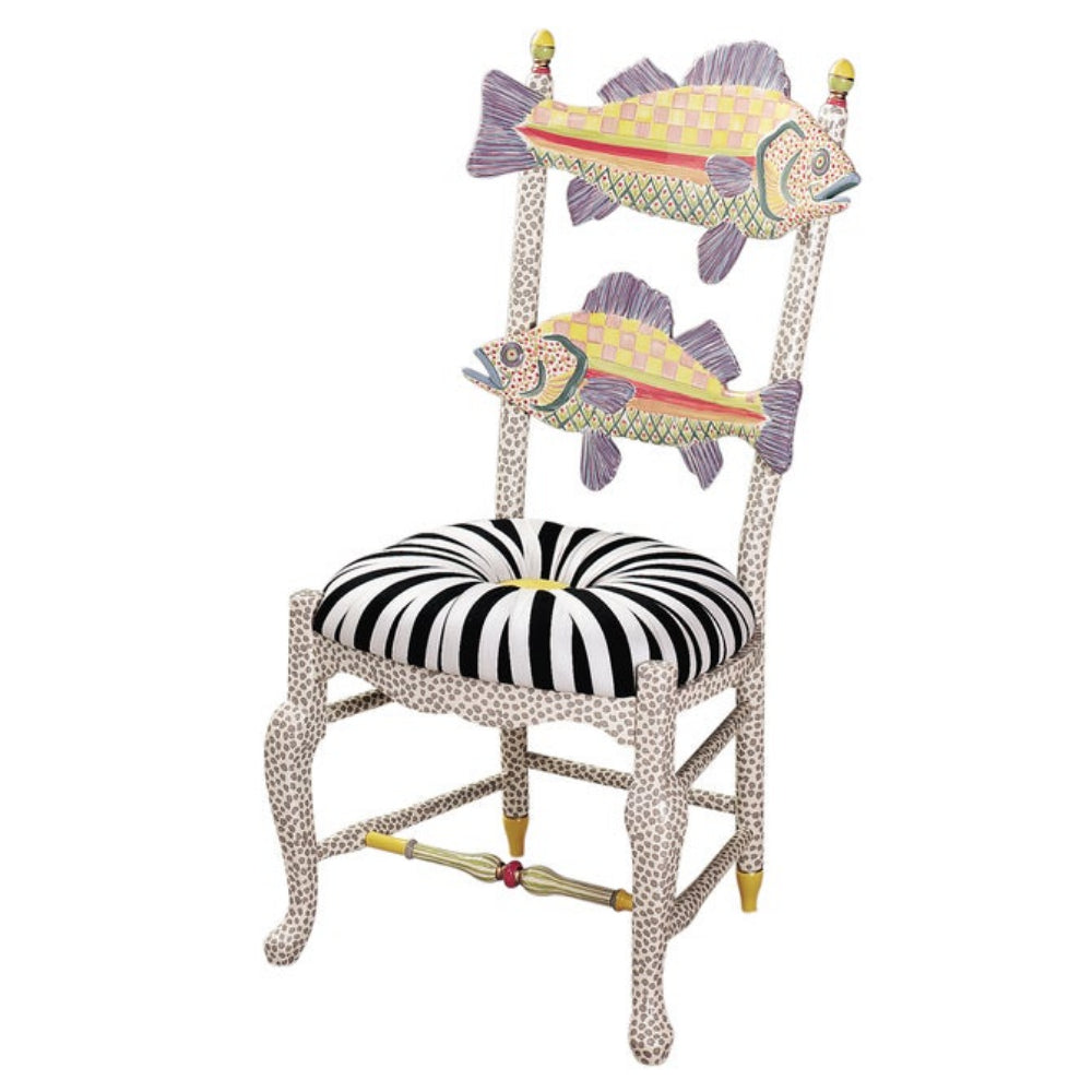 MacKenzie Childs Freckle Fish Chair w/Black and White Seat - Online Only