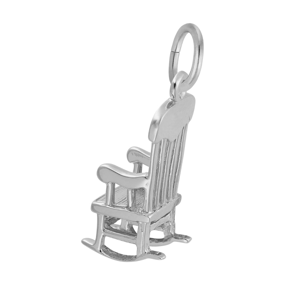Back of Silver Rocking Chair charm on a white background