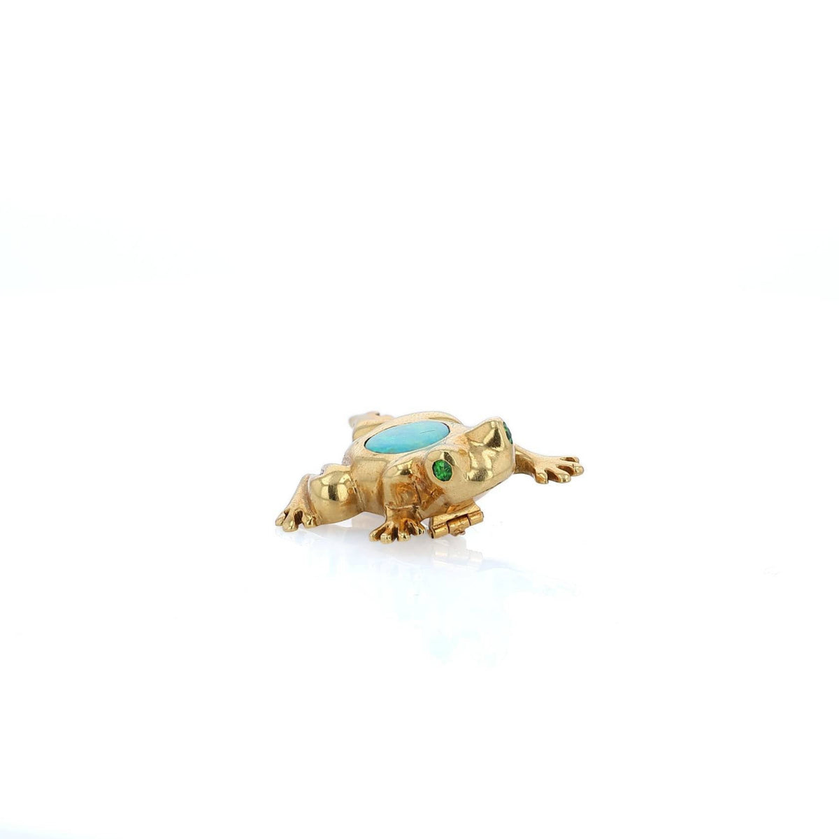 Estate 18k Yellow Gold Opal Frog Pin