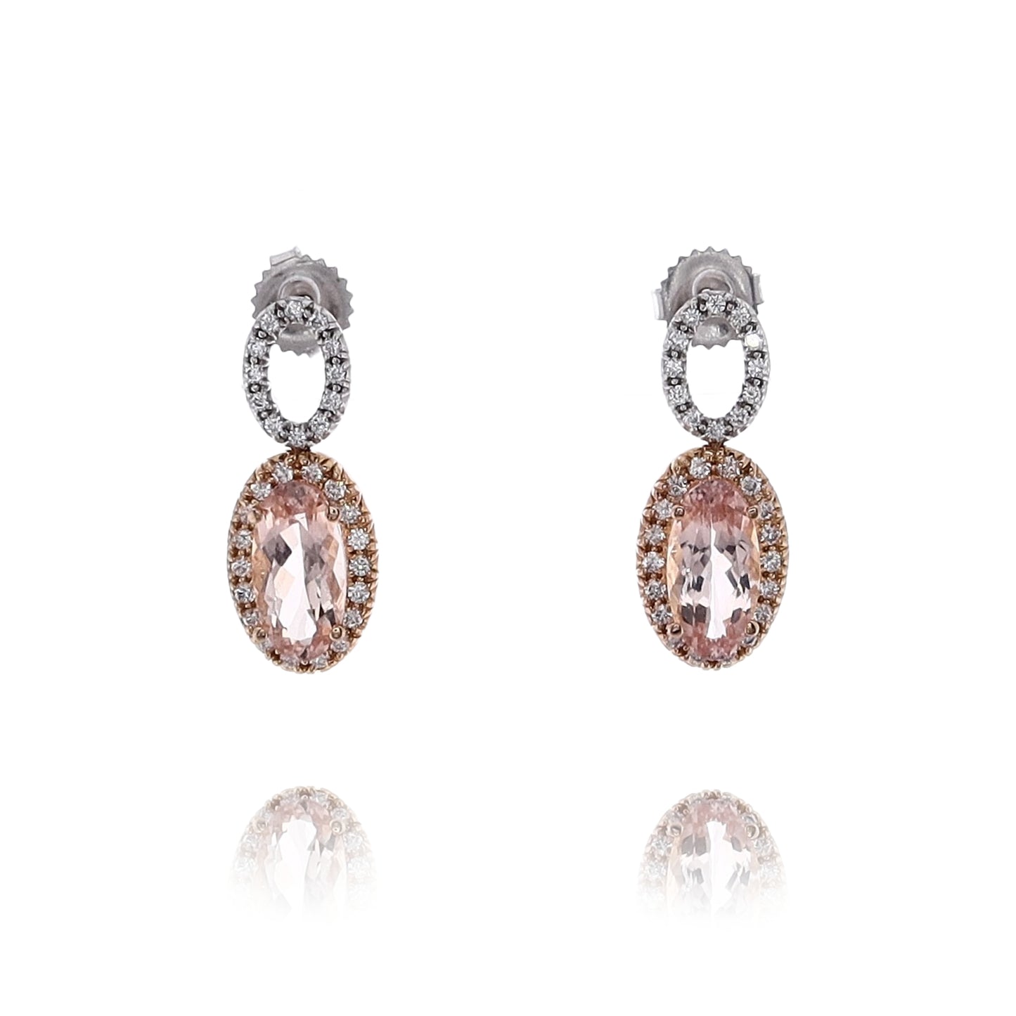 Estate 18 Karat Rose and White Gold Diamond and Morganite Earrings