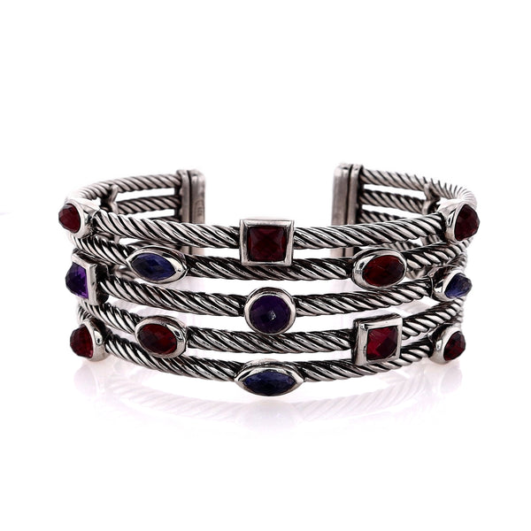 David Yurman Confetti Collection Sterling Silver Multi Stones Bezel