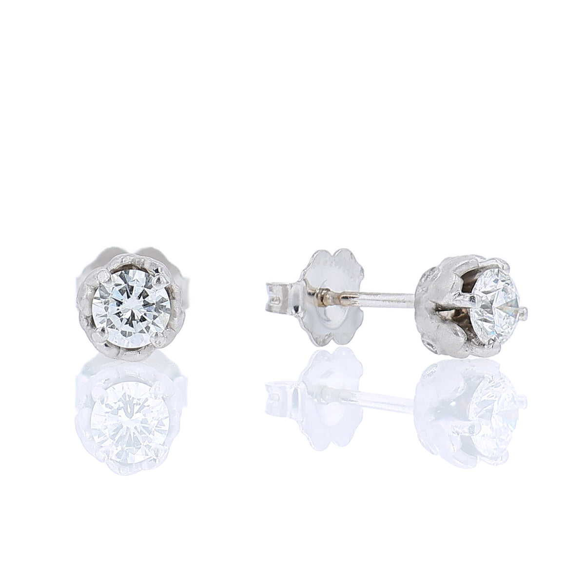 Estate A Jaffe Seasons of Love 14k White Gold and Diamond Fashion Stud Earrings
