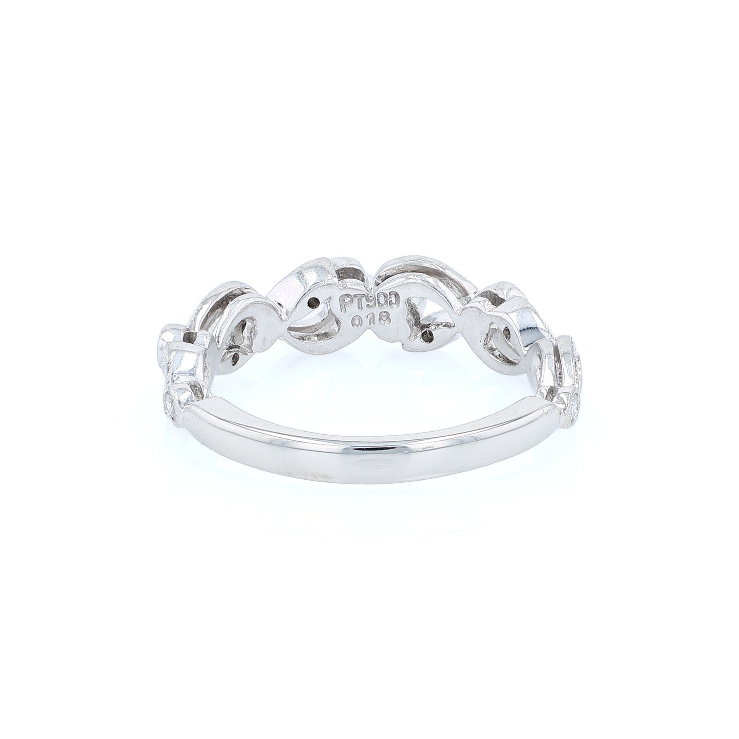 Estate Simon G Platinum Swirl Design Milgrain Bezel Diamond Wedding Band