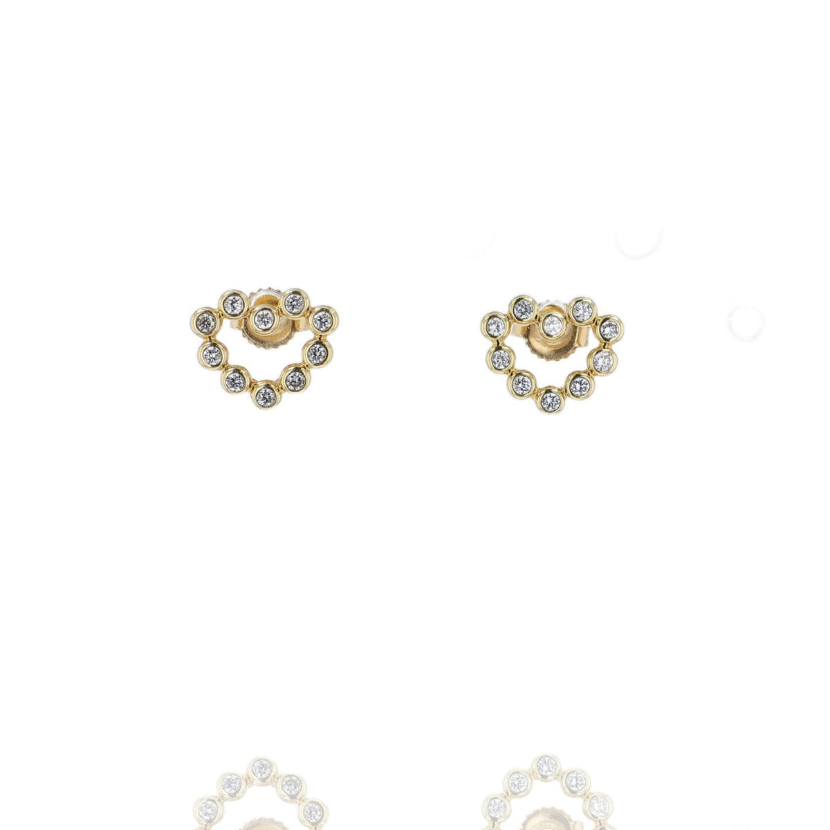 Estate Lagos 18k Yellow Gold and Diamond Heart Design Earrings